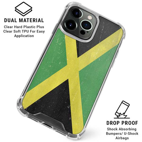 Jamaica Flag Distressed iPhone 16 Pro Max Clear Case